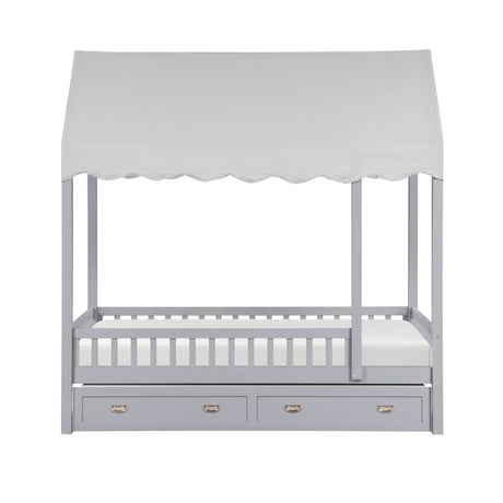 Sloane Gray Twin/Full Loft Bunk Bed with Chest and Hidden Desk from Homelegance - Luna Furniture