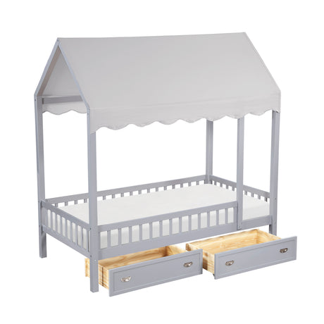 Sloane Gray Twin/Full Loft Bunk Bed with Chest and Hidden Desk from Homelegance - Luna Furniture