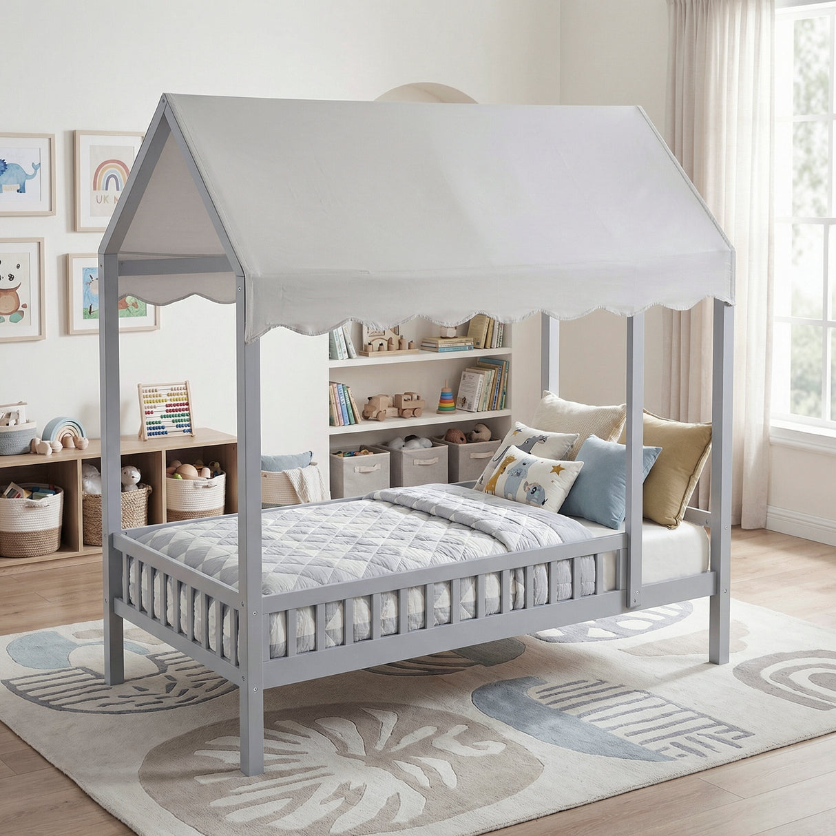 Sloane Gray Twin Canopy Platform Bed from Homelegance - Luna Furniture