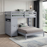 Sloane Gray Twin/Full Loft Bunk Bed with Chest and Hidden Desk from Homelegance - Luna Furniture