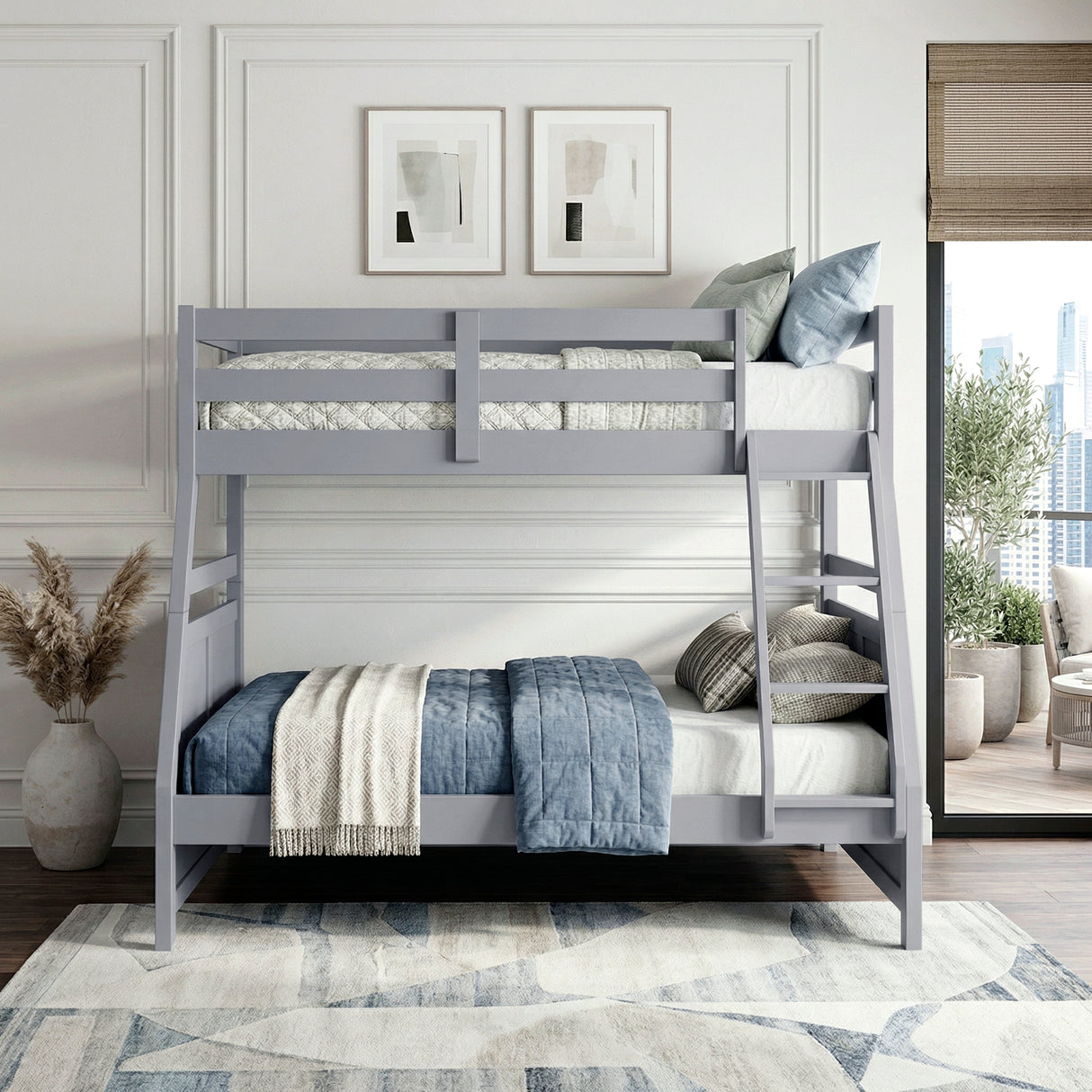 Sloane Gray Twin/Full Bunk Bed from Homelegance - Luna Furniture