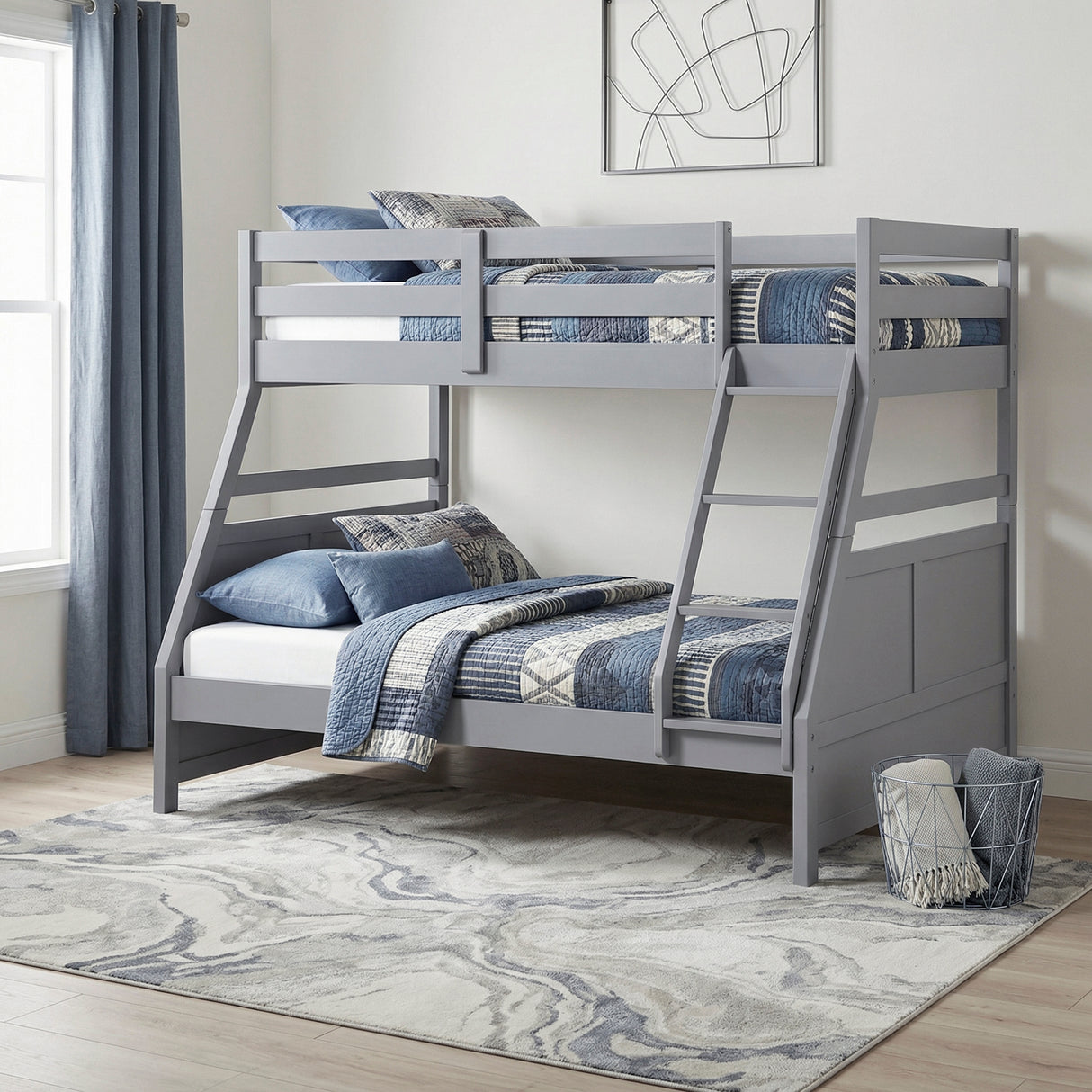 Sloane Gray Twin/Full Bunk Bed from Homelegance - Luna Furniture