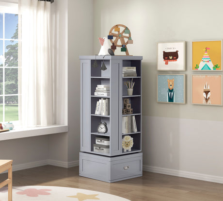 Sloane Gray Bookcase, 4 Fixed Shelves from Homelegance - Luna Furniture