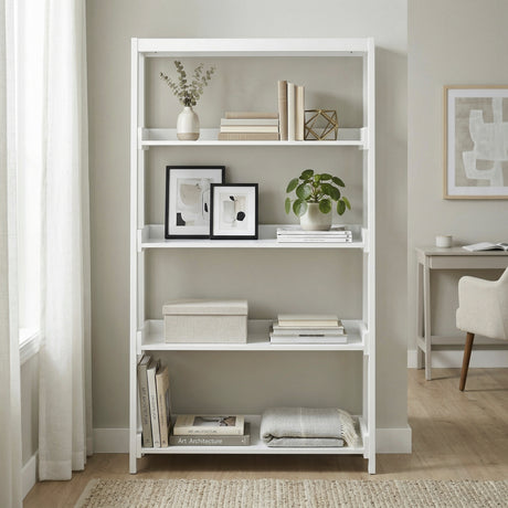 Sloane White Bookcase, 4 Fixed Shelves from Homelegance - Luna Furniture