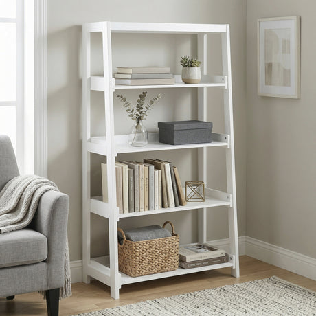 Sloane White Bookcase, 4 Fixed Shelves from Homelegance - Luna Furniture