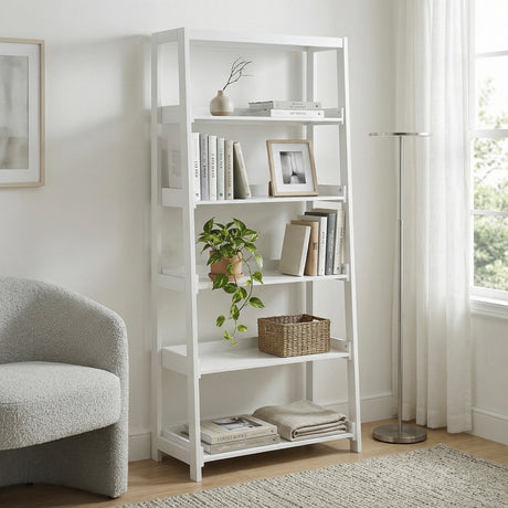 Sloane White Bookcase, 5 Fixed Shelves from Homelegance - Luna Furniture