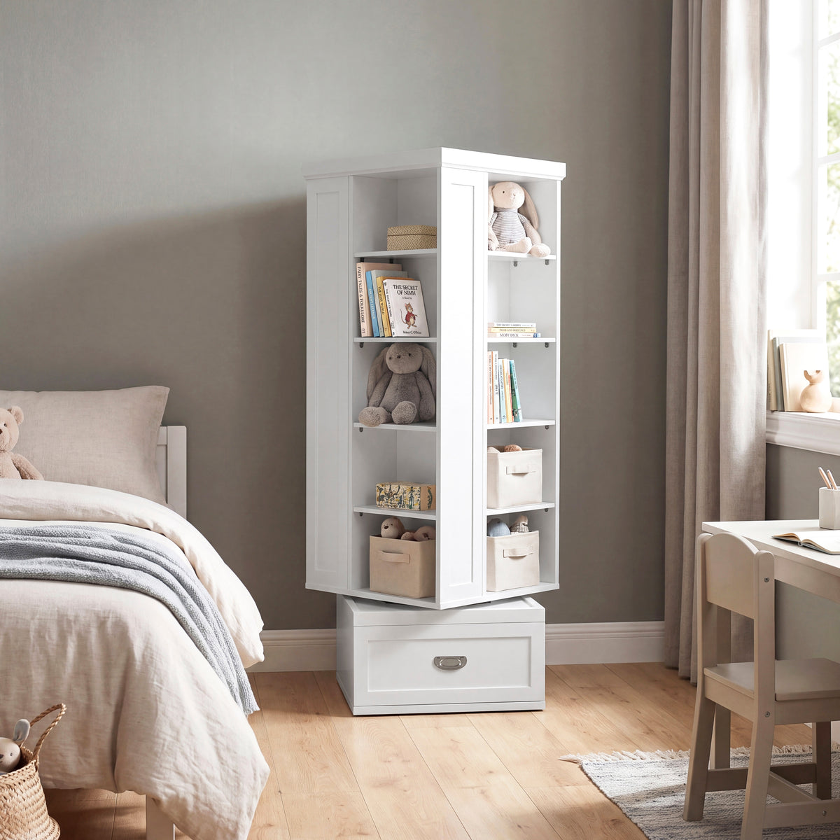 Sloane White Swivel Bookcase from Homelegance - Luna Furniture