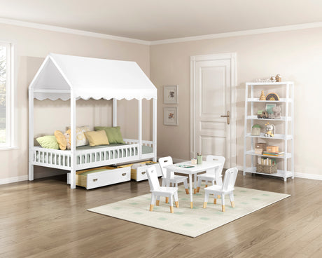 Sloane White Bookcase, 5 Fixed Shelves from Homelegance - Luna Furniture