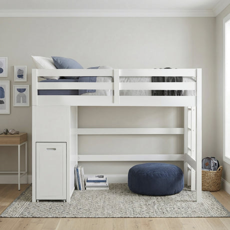 Sloane White Twin/Full Loft Bunk Bed with Chest and Hidden Desk from Homelegance - Luna Furniture