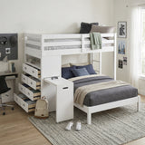 Sloane White Twin/Full Loft Bunk Bed with Chest and Hidden Desk from Homelegance - Luna Furniture