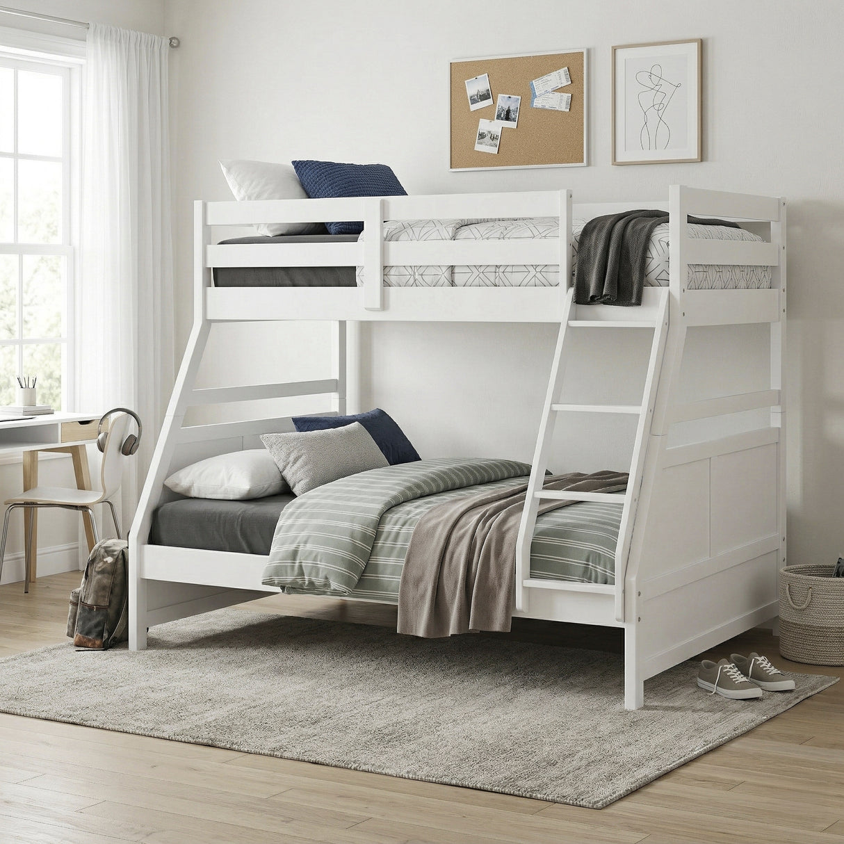 Sloane White Twin/Full Bunk Bed from Homelegance - Luna Furniture