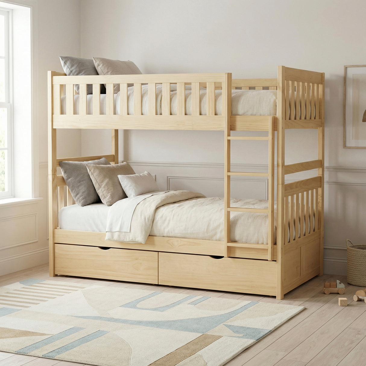 Bartly Pine Twin/Twin Bunk Bed with Storage Boxes from Homelegance - Luna Furniture