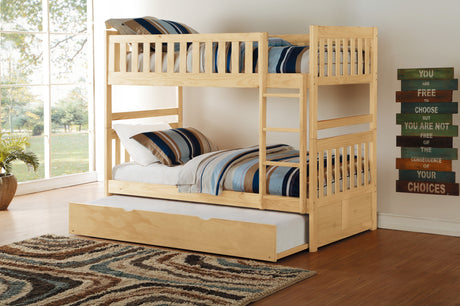 Bartly Pine Twin/Twin Bunk Bed with Twin Trundle from Homelegance - Luna Furniture