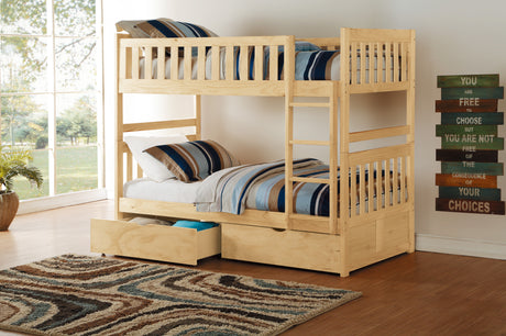 Bartly Pine Twin/Twin Bunk Bed with Storage Boxes from Homelegance - Luna Furniture