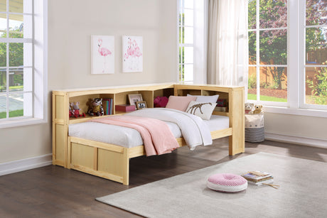 Bartly Pine Twin Bookcase Corner Bed from Homelegance - Luna Furniture