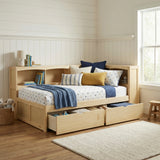 Bartly Pine Twin Bookcase Corner Bed with Storage Boxes from Homelegance - Luna Furniture