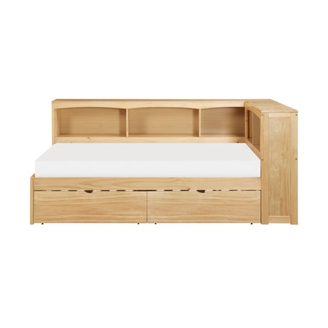 Bartly Pine Twin Bookcase Corner Bed with Storage Boxes from Homelegance - Luna Furniture