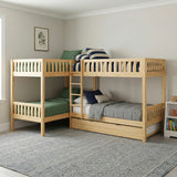 Bartly Pine Corner Bunk Bed with Twin Trundle from Homelegance - Luna Furniture