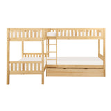Bartly Pine Corner Bunk Bed with Twin Trundle from Homelegance - Luna Furniture