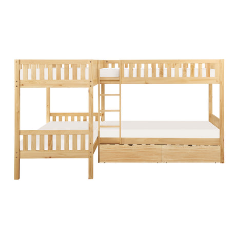 Bartly Pine Corner Bunk Bed with Storage Boxes from Homelegance - Luna Furniture
