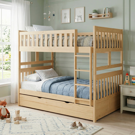 Bartly Pine Full/Full Bunk Bed with Twin Trundle from Homelegance - Luna Furniture