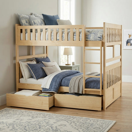 Bartly Natural Pine Low Loft Bunk with Bookcase and 2 Dressers from Homelegance - Luna Furniture