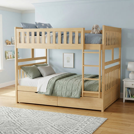 Bartly Natural Pine Low Loft Bunk with Bookcase and 2 Dressers from Homelegance - Luna Furniture