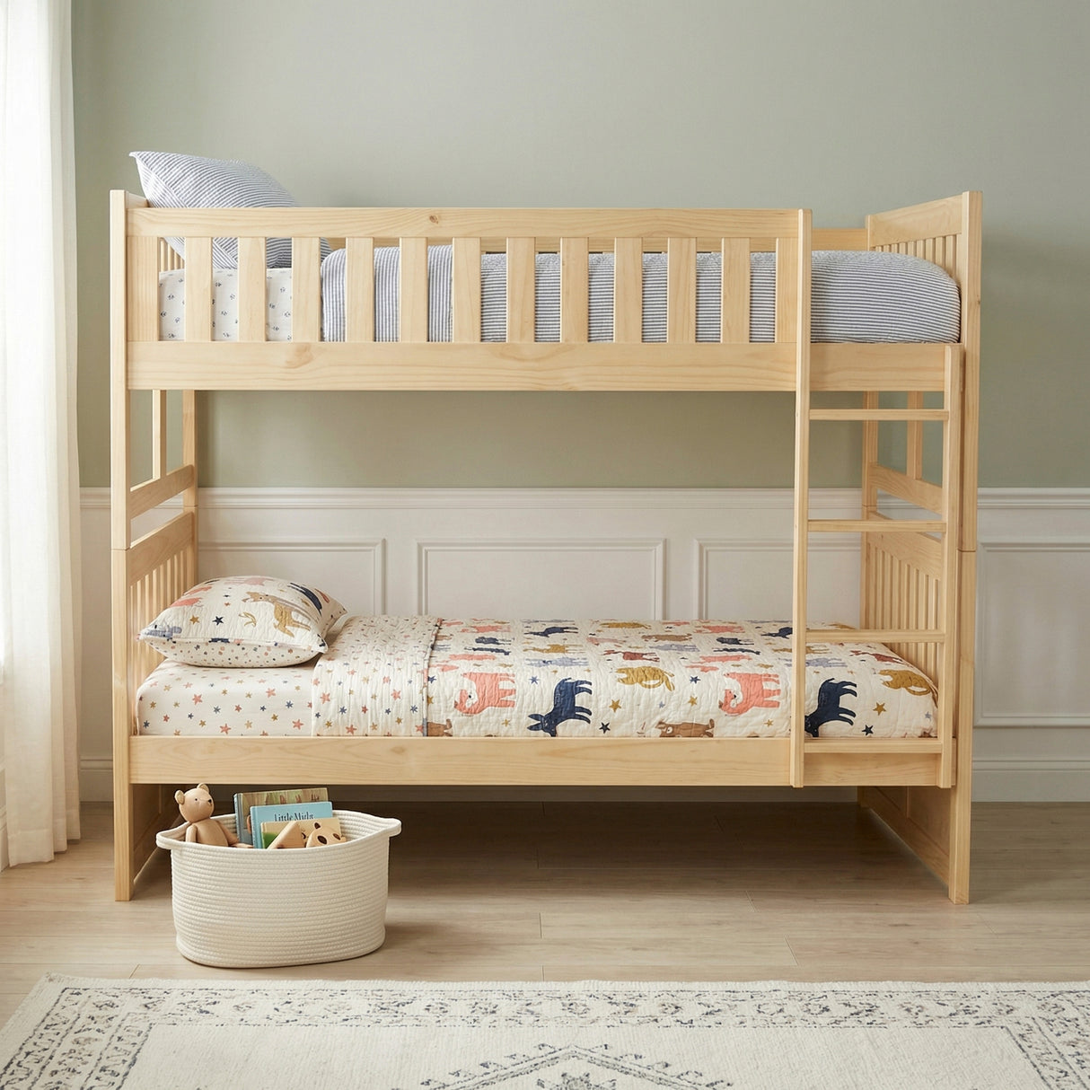 Bartly Pine Full/Full Bunk Bed with Twin Trundle from Homelegance - Luna Furniture