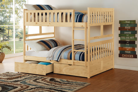 Bartly Natural Pine Low Loft Bunk with Bookcase and 2 Dressers from Homelegance - Luna Furniture