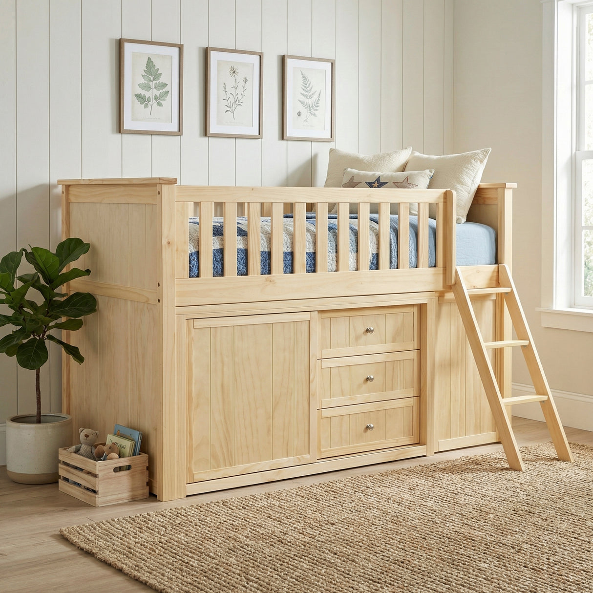 B2043LL-1*BC2DR (6) Low Loft Bunk with Bookcase and 2 Dressers from Homelegance - Luna Furniture