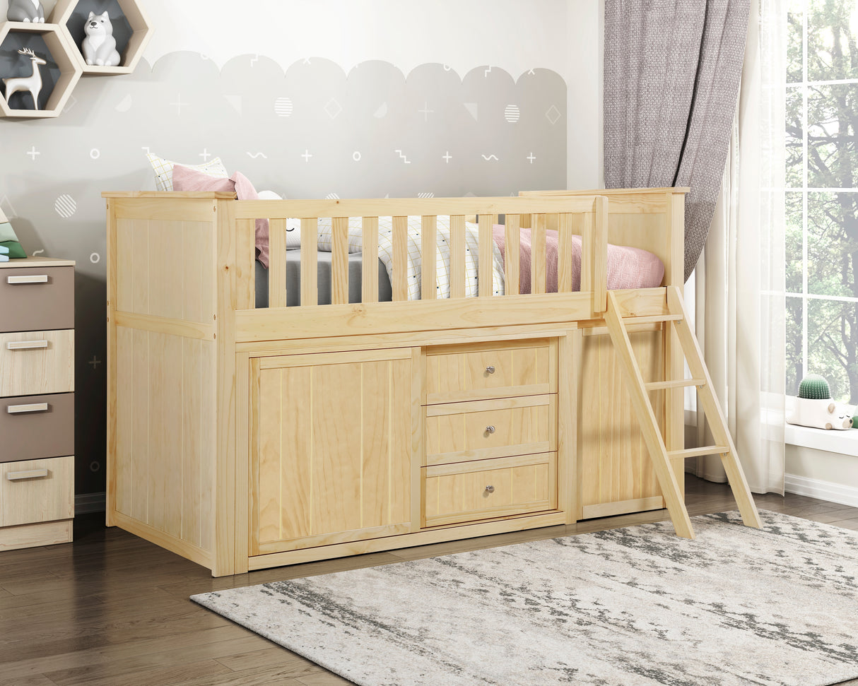 B2043LL-1*BCDR (5) Low Loft Bunk with Bookcase and Dresser from Homelegance - Luna Furniture