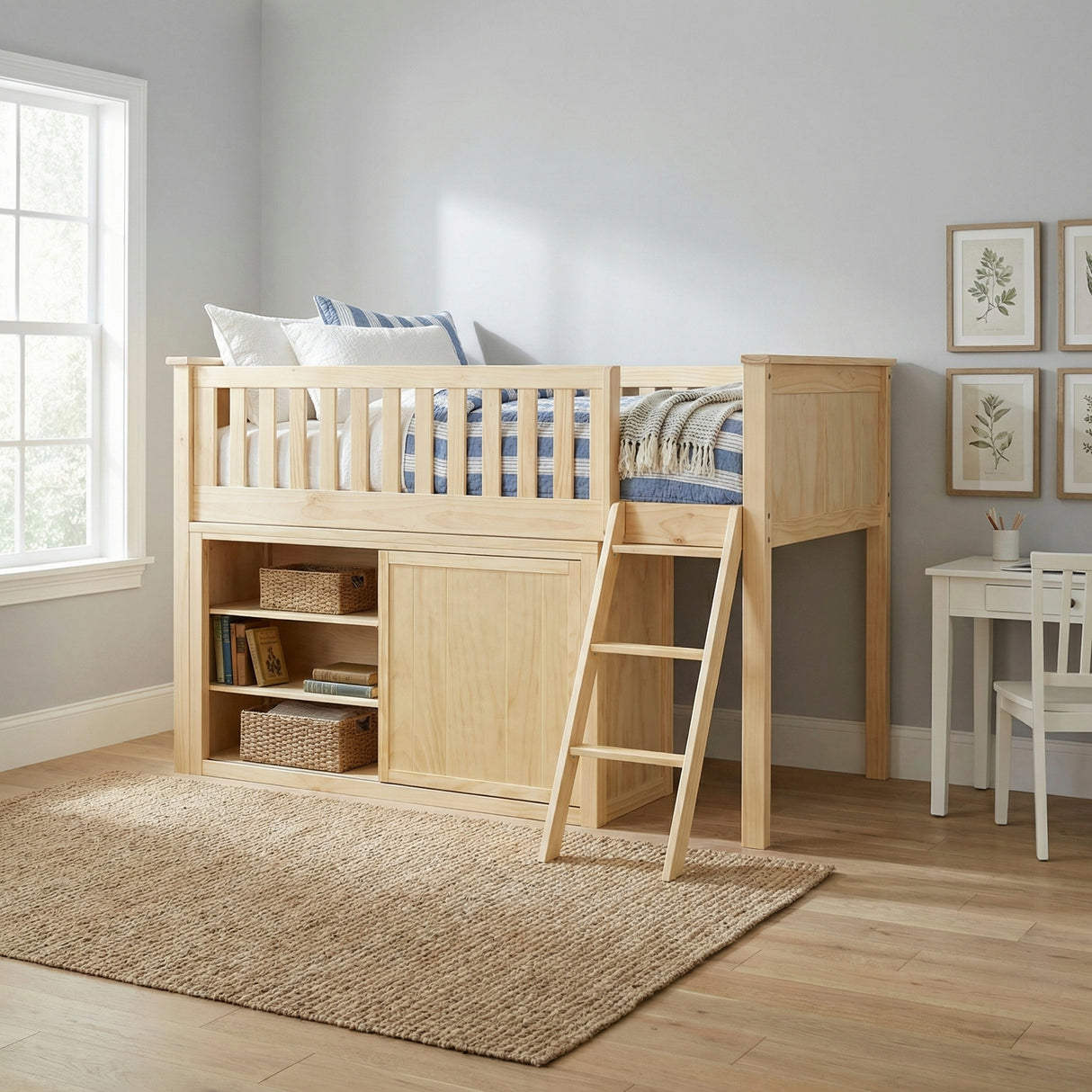 B2043LL-1*DR (4) Low Loft Bunk with Dresser from Homelegance - Luna Furniture