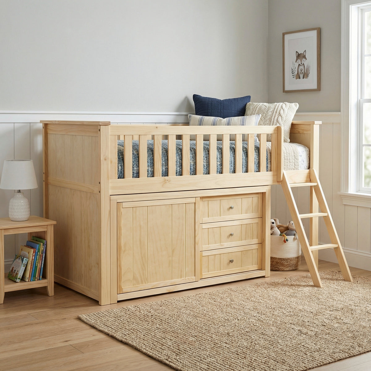 B2043LL-1*DR (4) Low Loft Bunk with Dresser from Homelegance - Luna Furniture