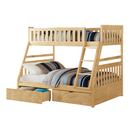 Bartly Pine Twin/Full Bunk Bed with Storage Boxes from Homelegance - Luna Furniture