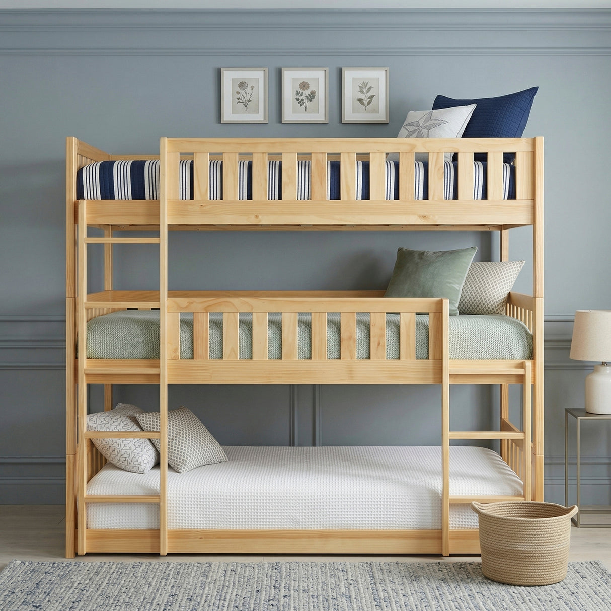 Bartly Pine Triple Bunk Bed from Homelegance - Luna Furniture