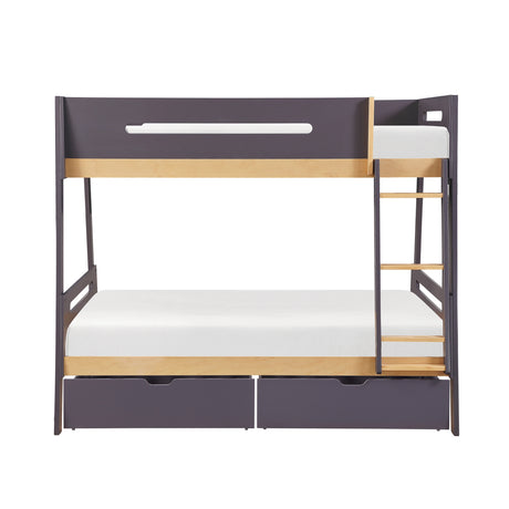 Koda Plum/Natural Twin/Full Bunk Bed from Homelegance - Luna Furniture