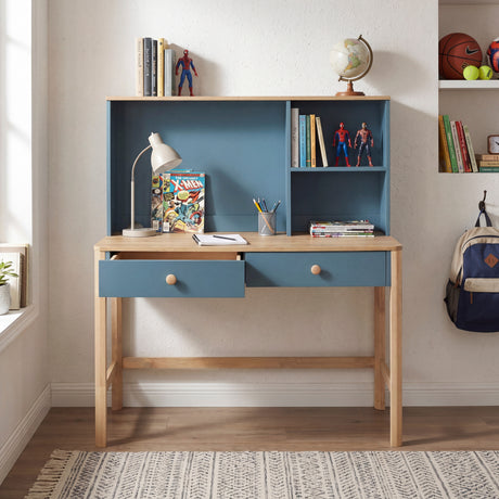Liam Blue/Natural Writing Desk with Hutch from Homelegance - Luna Furniture