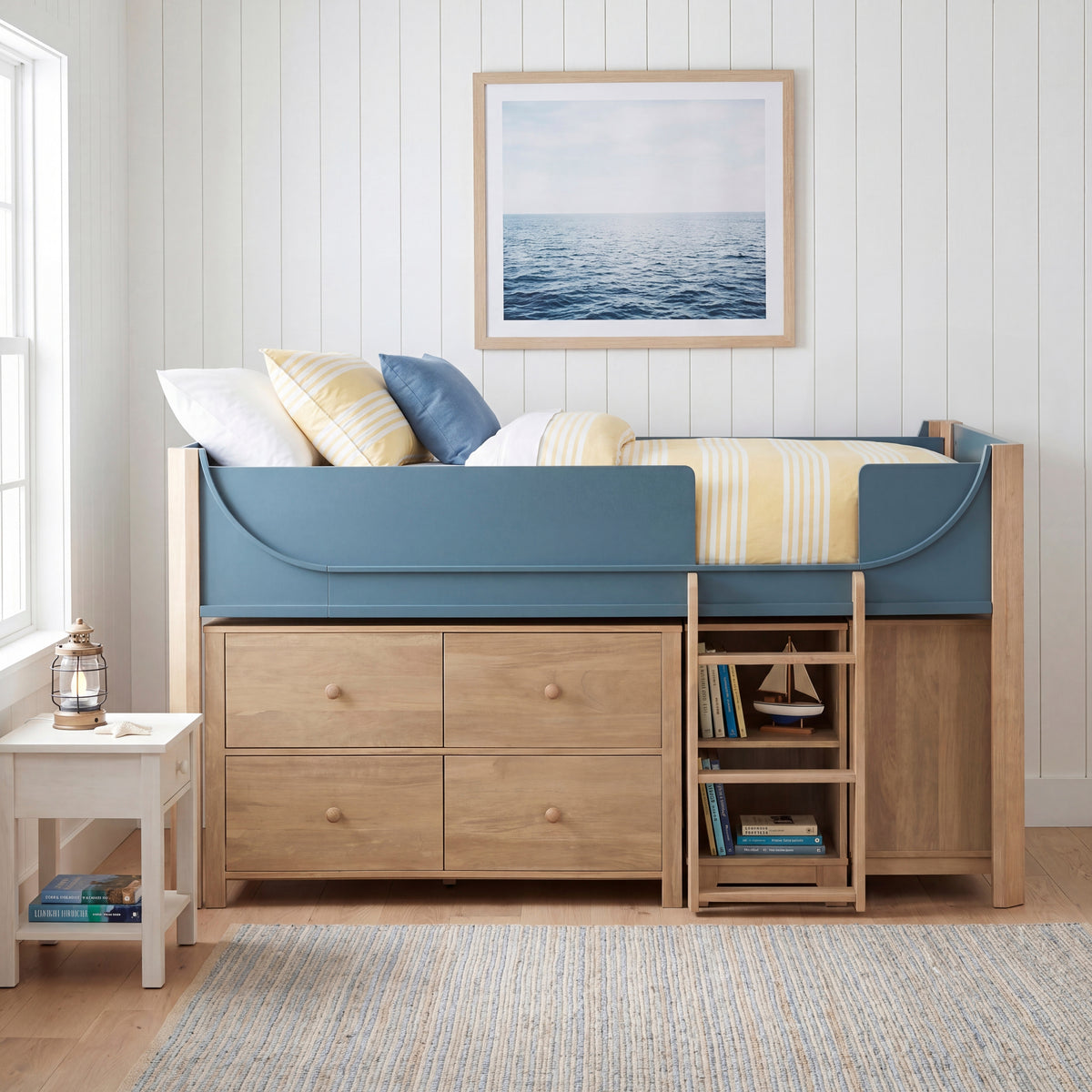 B2048BULT-1*2BCDR (6) Low Loft Bed with 2-Shelf Bookcase, 4-Shelf Bookcase and Dresser from Homelegance - Luna Furniture