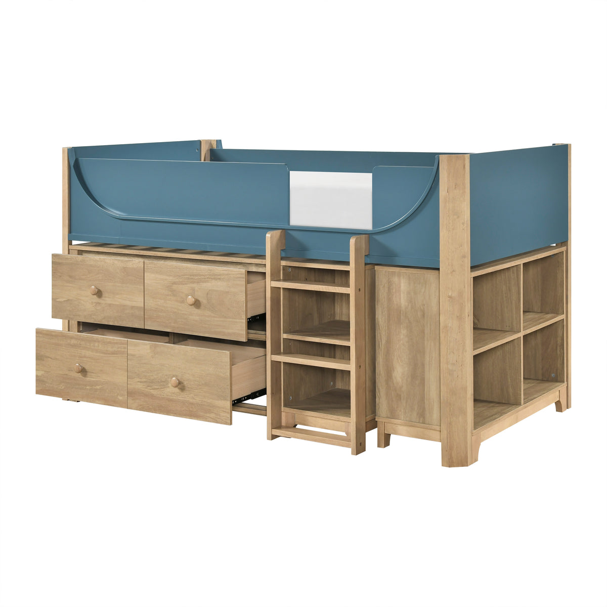 B2048BULT-1*2BCDR (6) Low Loft Bed with 2-Shelf Bookcase, 4-Shelf Bookcase and Dresser from Homelegance - Luna Furniture