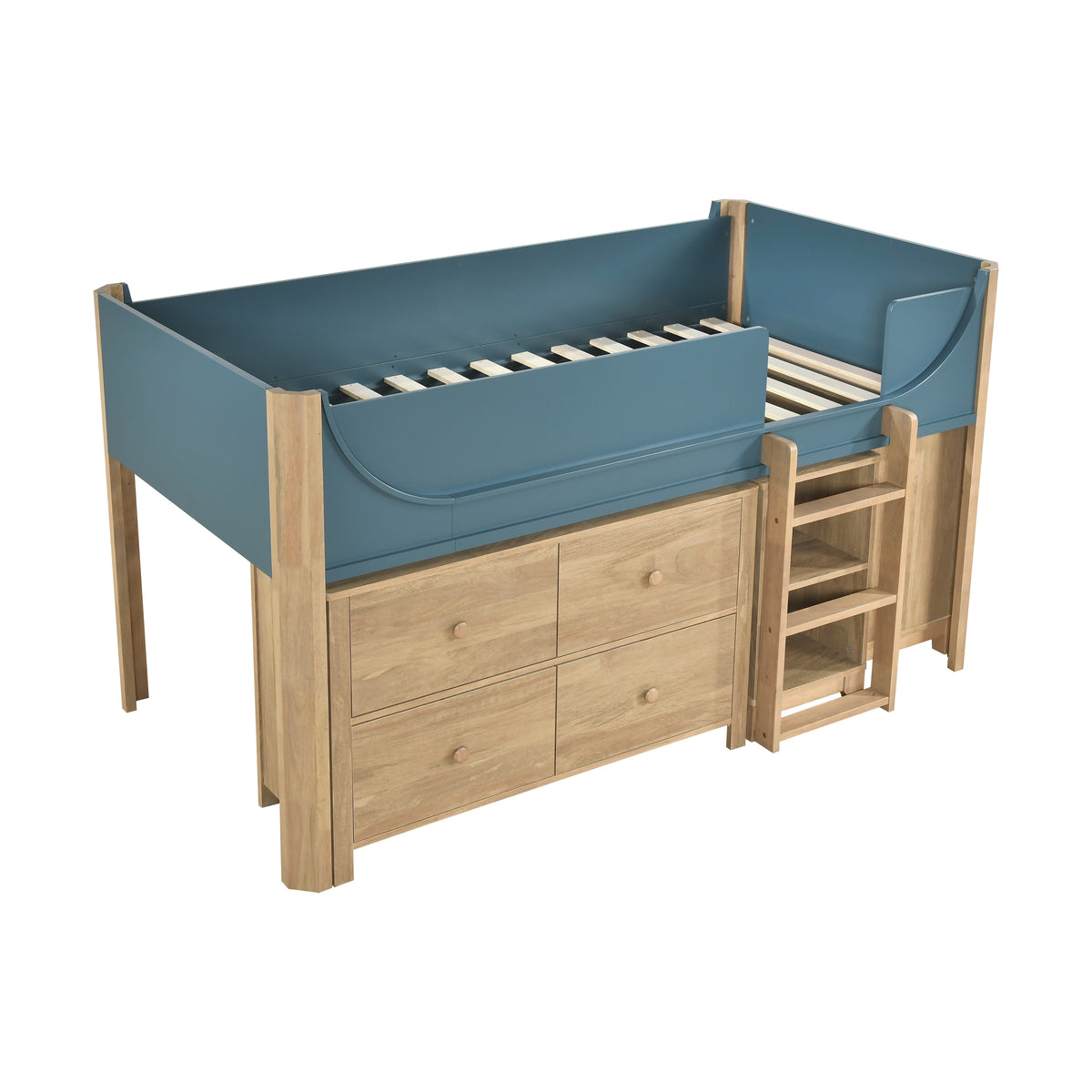 B2048BULT-1*2BCDR (6) Low Loft Bed with 2-Shelf Bookcase, 4-Shelf Bookcase and Dresser from Homelegance - Luna Furniture