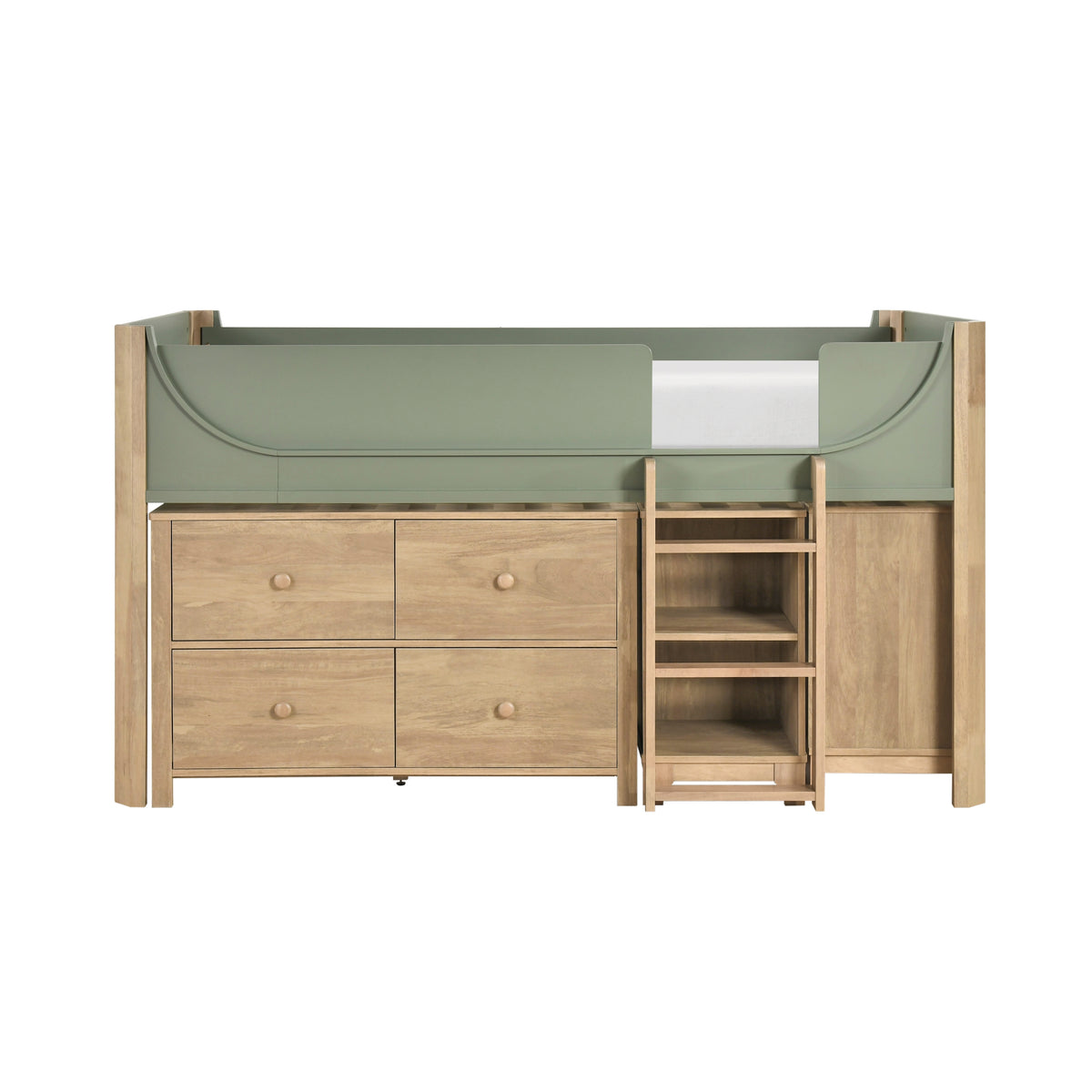 B2048GNLT-1*2BCDR (6) Low Loft Bed with 2-Shelf Bookcase, 4-Shelf Bookcase and Dresser from Homelegance - Luna Furniture