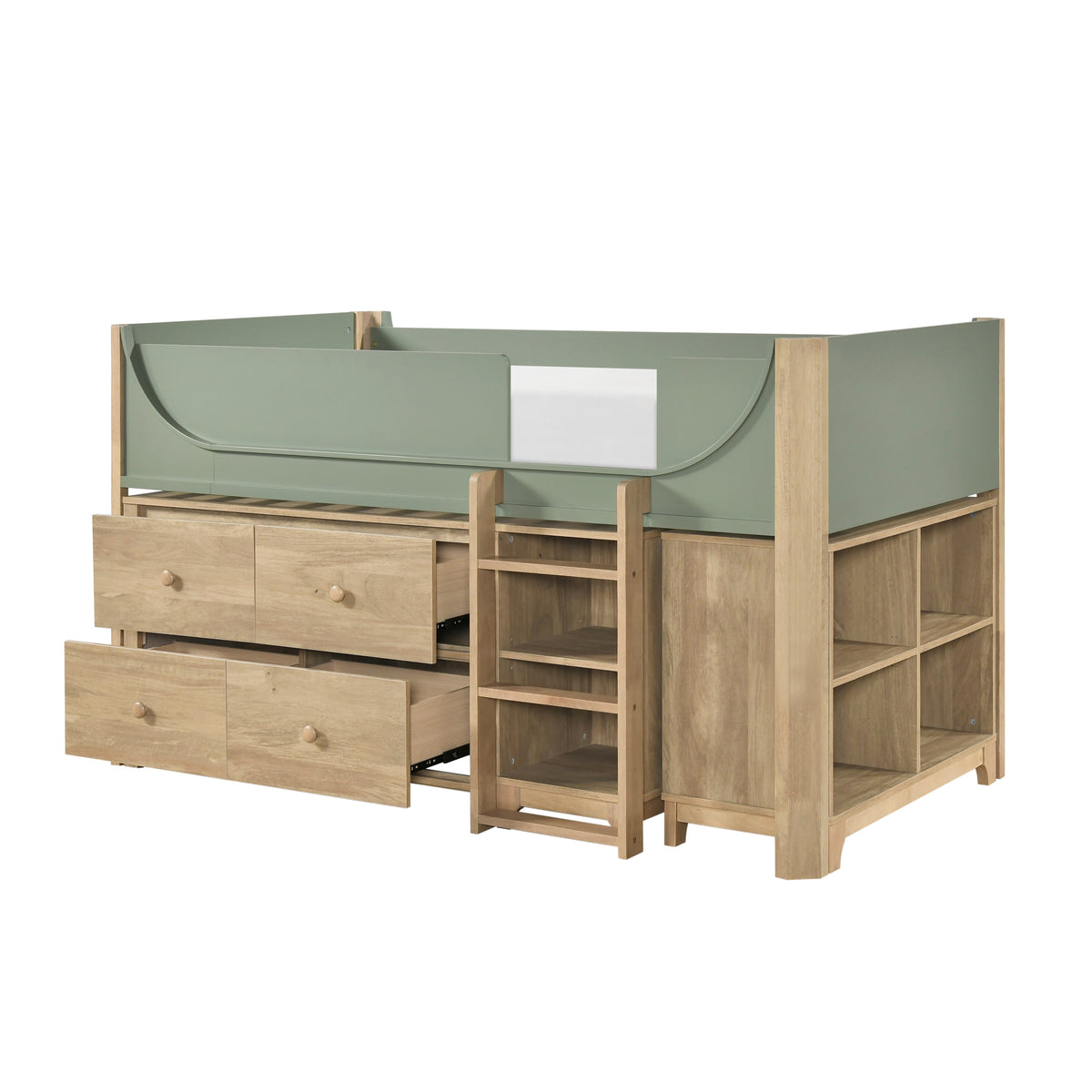 B2048GNLT-1*2BCDR (6) Low Loft Bed with 2-Shelf Bookcase, 4-Shelf Bookcase and Dresser from Homelegance - Luna Furniture