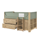 B2048GNLT-1*2BCDR (6) Low Loft Bed with 2-Shelf Bookcase, 4-Shelf Bookcase and Dresser from Homelegance - Luna Furniture