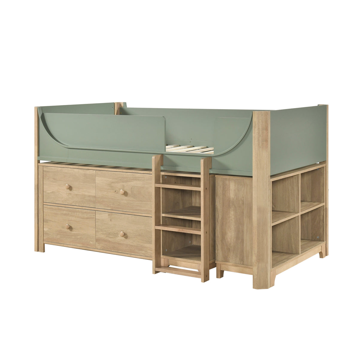 B2048GNLT-1*2BCDR (6) Low Loft Bed with 2-Shelf Bookcase, 4-Shelf Bookcase and Dresser from Homelegance - Luna Furniture
