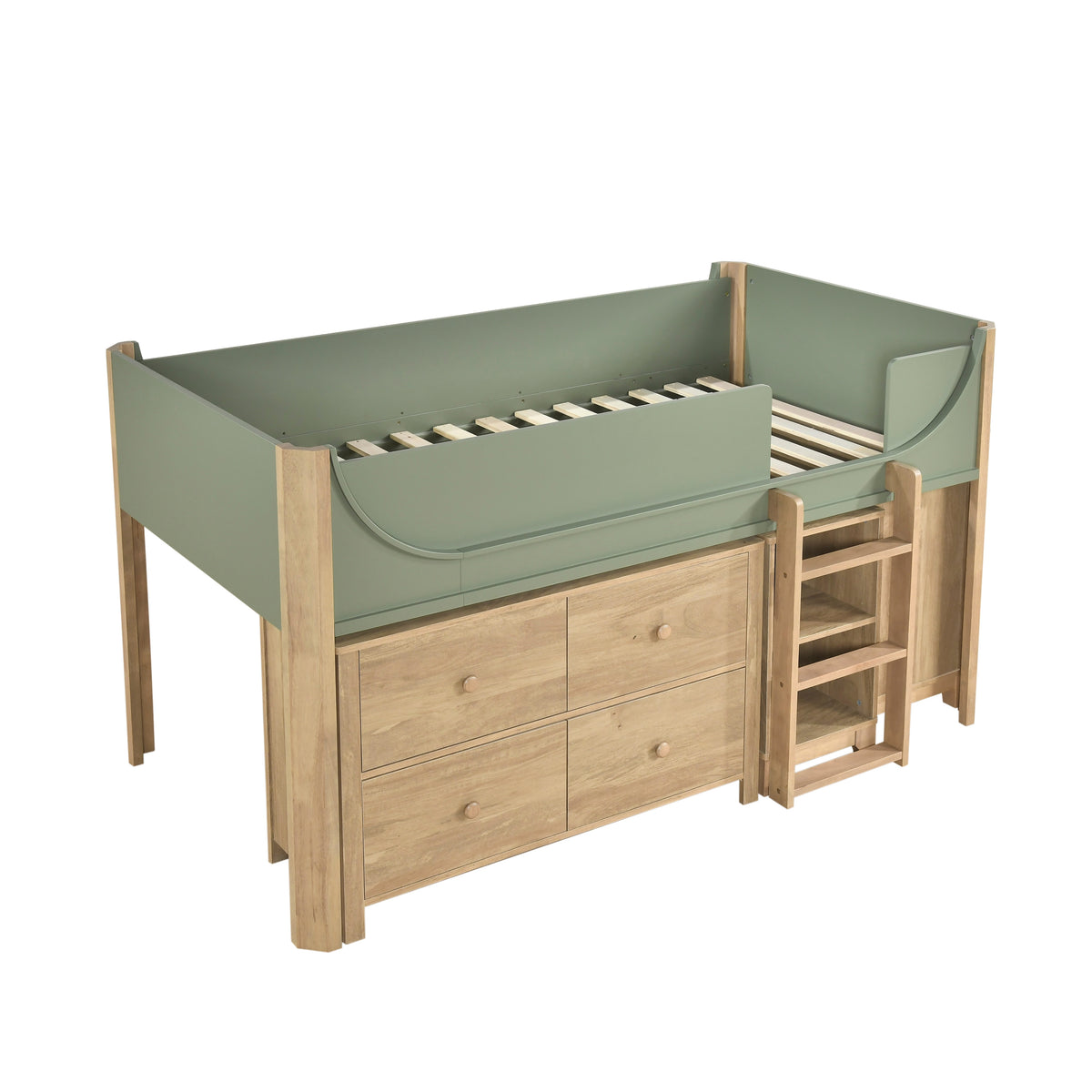 B2048GNLT-1*2BCDR (6) Low Loft Bed with 2-Shelf Bookcase, 4-Shelf Bookcase and Dresser from Homelegance - Luna Furniture