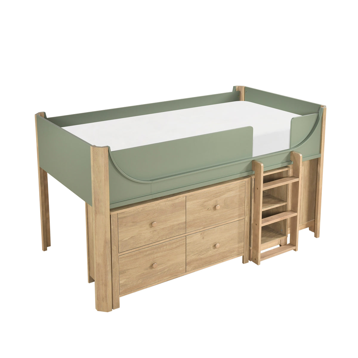 B2048GNLT-1*2BCDR (6) Low Loft Bed with 2-Shelf Bookcase, 4-Shelf Bookcase and Dresser from Homelegance - Luna Furniture