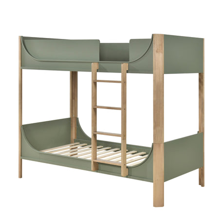 Liam Green/Natural Twin Low Loft Bed with 2-Shelf Bookcase, 4-Shelf Bookcase and Dresser from Homelegance - Luna Furniture