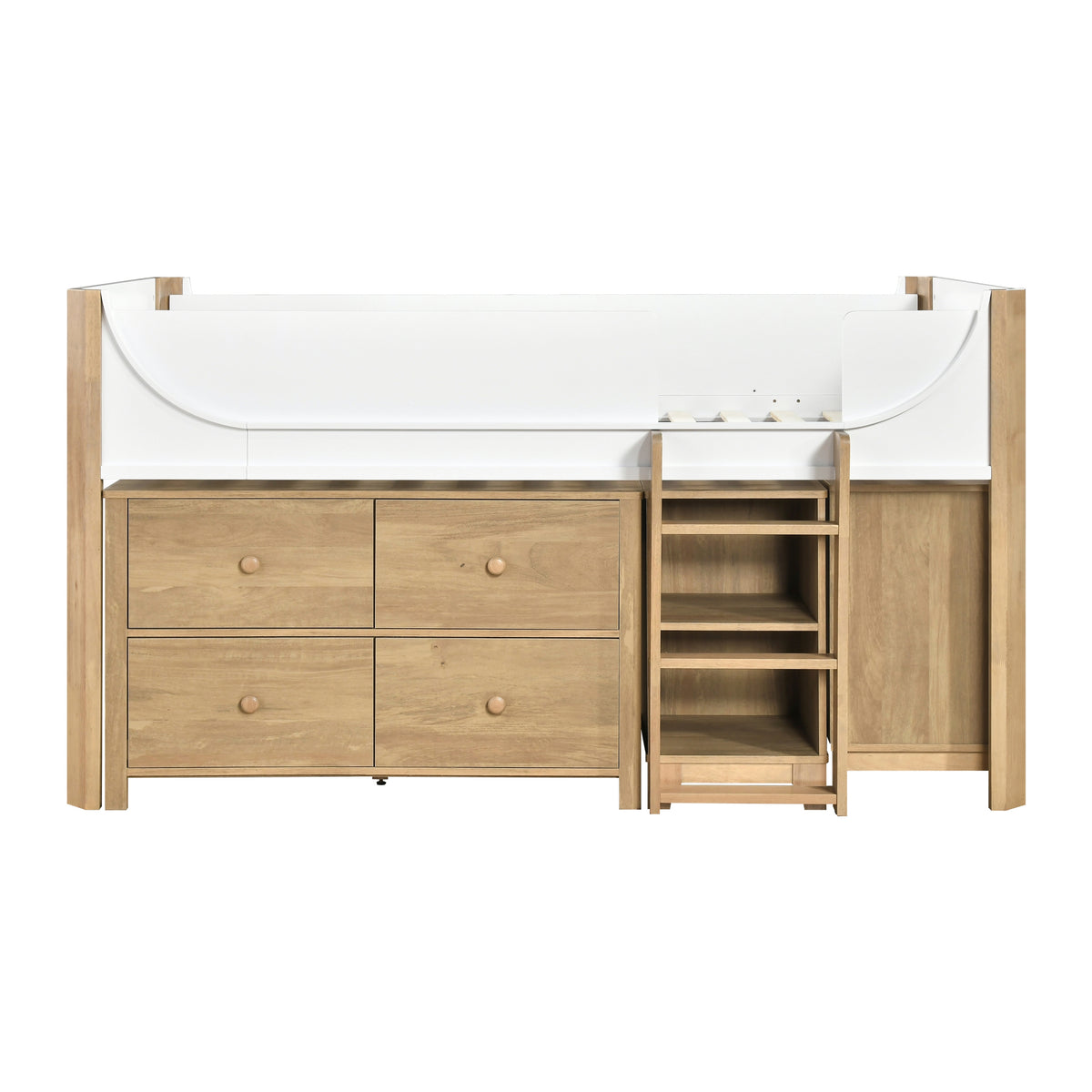 B2048WHLT-1*2BCDR (6) Low Loft Bed with 2-Shelf Bookcase, 4-Shelf Bookcase and Dresser from Homelegance - Luna Furniture