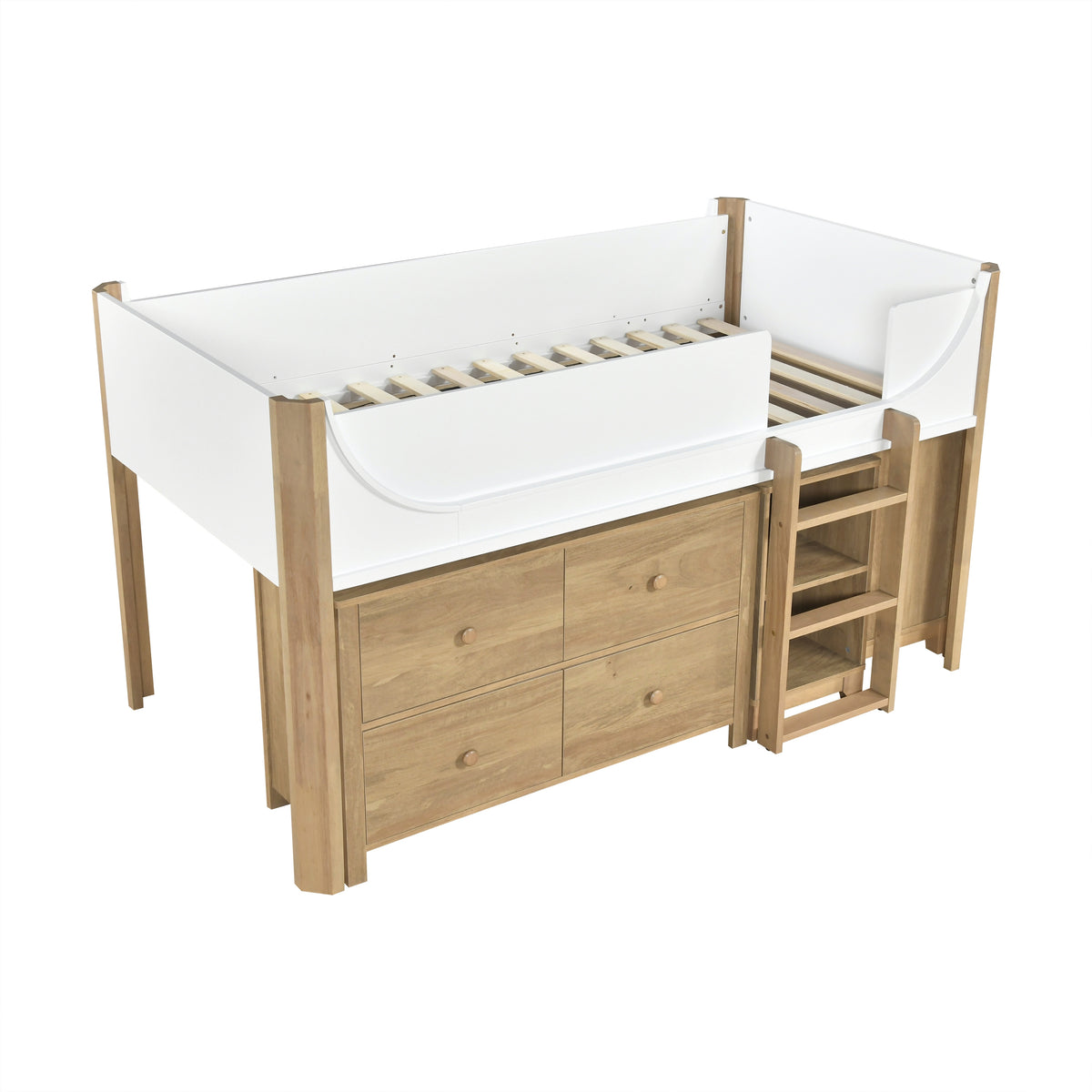 B2048WHLT-1*2BCDR (6) Low Loft Bed with 2-Shelf Bookcase, 4-Shelf Bookcase and Dresser from Homelegance - Luna Furniture
