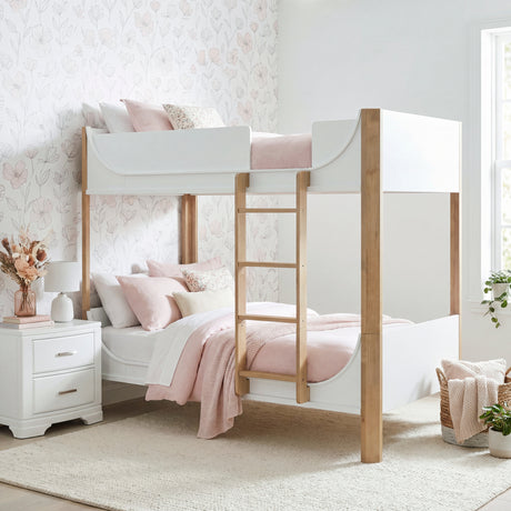 Liam White/Natural Twin/Twin Bunk Bed from Homelegance - Luna Furniture